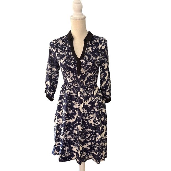 Anthropologie Sketchbook Shirt Dress size 6 P petite Edme & Esyllte navy white S - Picture 3 of 10